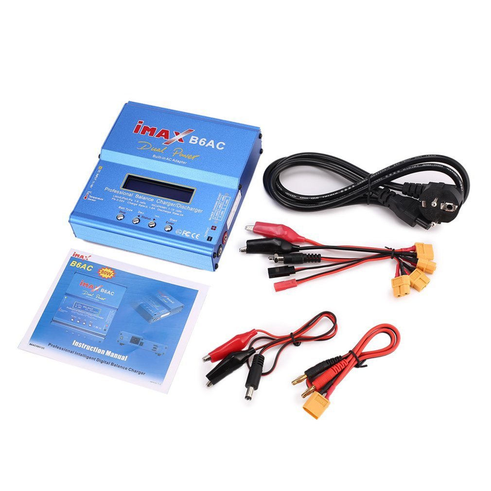 IMAX-cargador de equilibrio iMAX B6/6AC EU/US 80W 6A Lipo NiMh Li-ion ni-cd RC, descargador de 10w 2A con adaptador de 15V/6A AC/DC para batería de modelo RC