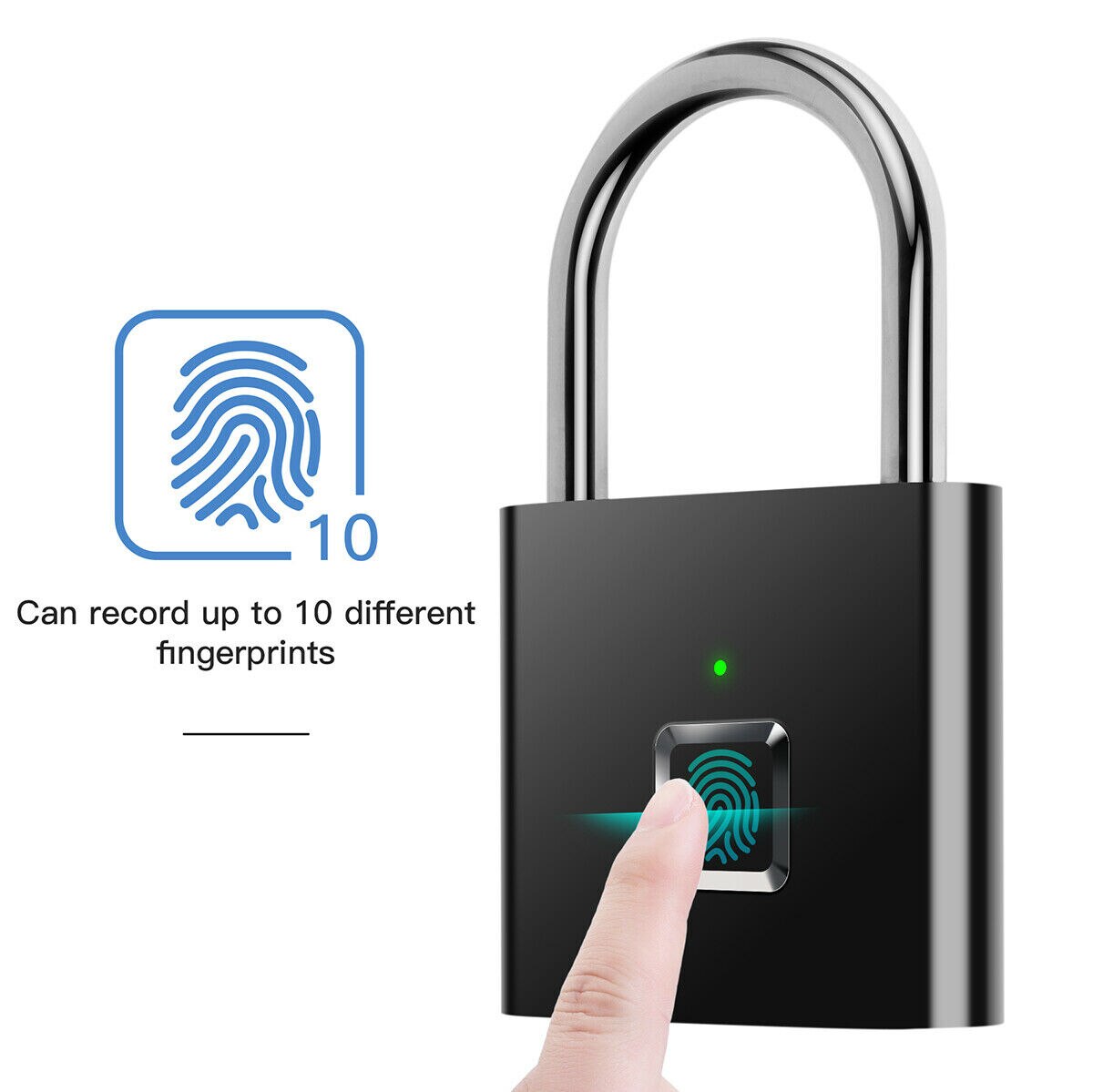 Zinc Alloy Fingerprint Padlock Smart Bluetooth Rechargeable Door Lock Fingerprint Lock Anti-Theft Keyless Security Padlock