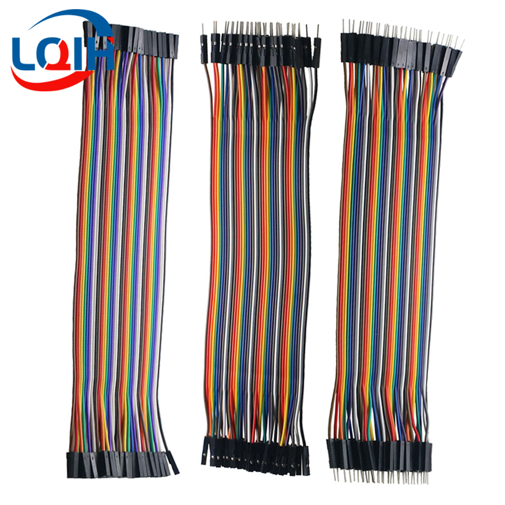 40-120 unidades de cables de puente Dupont de 10/15/20 cm y 40 pines, macho a macho, macho a hembra y hembra a hembra, para kits de bricolaje: Negro / 30 millones