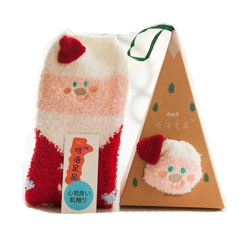 Cartoon Coral Fleece Babysokjes Peuters Anti-slip Warm Houden Sokken Herfst Winter Leuke Dier Sokken Kids kerstcadeaus