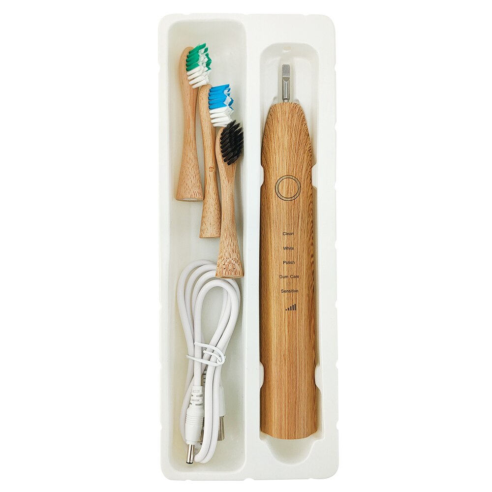 Cepillos de dientes eléctricos de bambú cerdas de Nylon-Biodegradable Natural ecológico Compostable reutilizable vegano