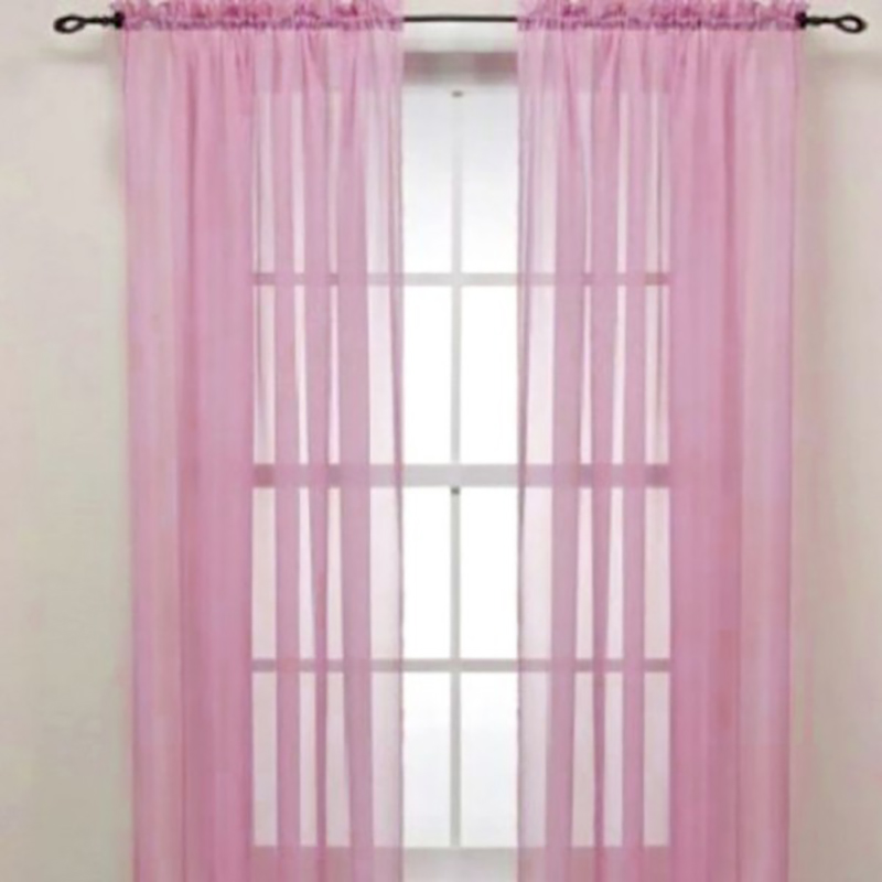Enfärgad voile skir gardin panel fönstergardiner 100*200cm rosa gula