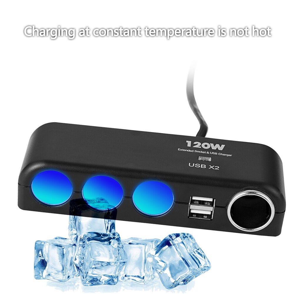 4 Ports Universal Car Cigarette Lighter Adapter Socket Splitter+Dual USB Charger Extension Fast Charging Dual USB Adapter