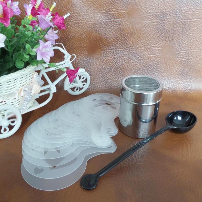 Suklaa pölypöly teetä kahvi vaahdotus työkalusetti kahvin ravistin vaahdotus maito kaavaimet cappuccino latte mittaus lusikka
