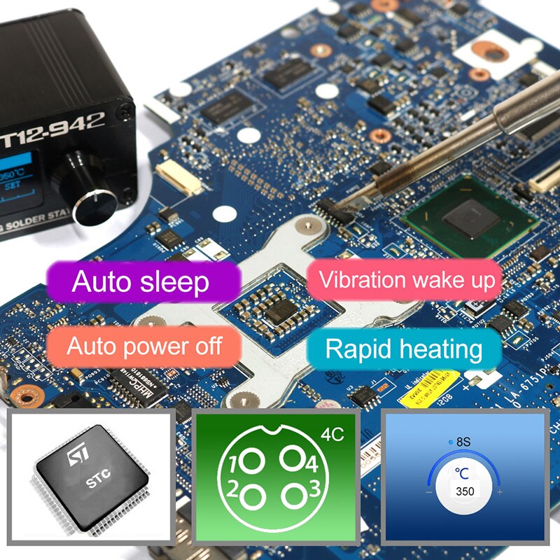 Mini T12-942 oled digital diy ferramentas de solda elétrica estação de solda kit com t12 dicas e alça ferro