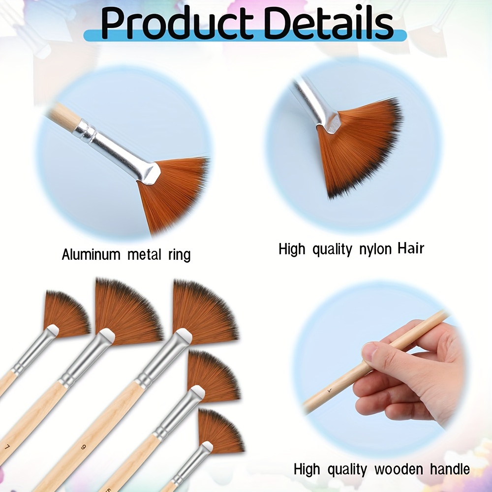 32pcs Artist Paint Brushes Set, Nylon Bristle With Round Filbert Flat Fan Angle Detail Brush For Acrylic Oil Watercolor Painting