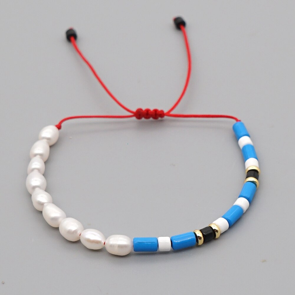 Shinus Enamel Bracelets Boho Jewellery Bracelet For Women Natural Pearl Tube Beads Armband Bijoux Femme Summer Ladies Jewelry: RFF20072404F