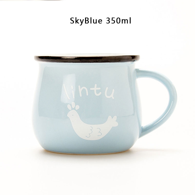 Zakka Retro Ceramic Cups and Mugs Travel Coffee Mug Enamel Breakfast Milk Tea Cups Simple and Mugs Kitchen Tool: 17