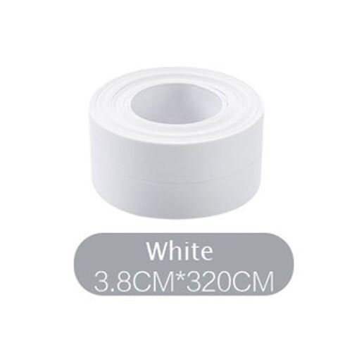 3.8cm*320cm diskbänk band tejp väggdekal badrum dusch vägg gap för heminredning självhäftande pvc vattentäta klistermärken: Vit
