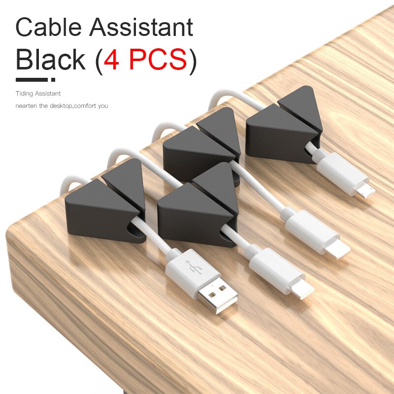 Schreibtisch Organizer Daten Kabel Abschluss Werkzeug Feste praktisch Linie Hub Schnalle nacht Kabel Manager Kopfhörer Abschluss Artefakt: Z01-Schwarz-4Stck