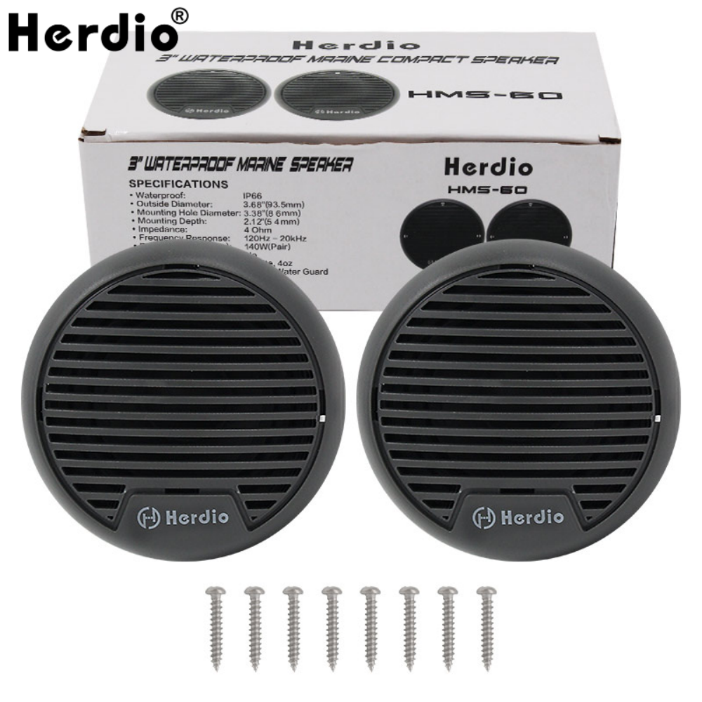 Herdio 3 inch Waterproof Marine Boat Speakers Heavy Duty Motorcycle Speaker SPA ATV UTV Tractor Bathroom Surface Mounted Gray