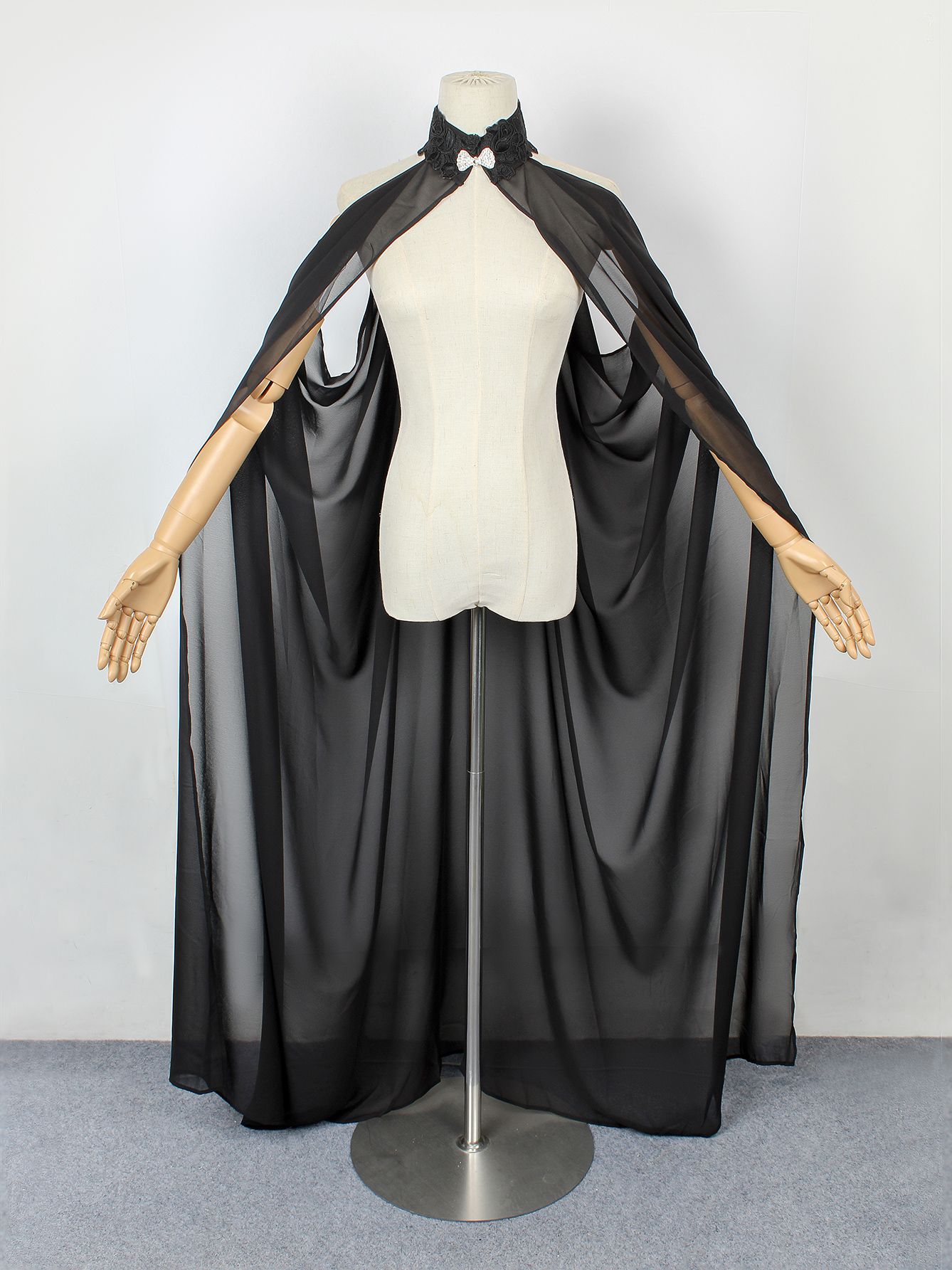 1Pcs Cool Unisex Mantle Hooded Cloak Coat Wicca Robe Medieval Cape Shawl Halloween Party Witch Wizard Cosplay Costumes Women: black