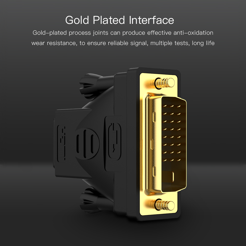 24k gullbelagte dvi til hdmi konverter 1080p hdmi hunn til dvi 24+1 hann adapterkabel for pc monitor projektor