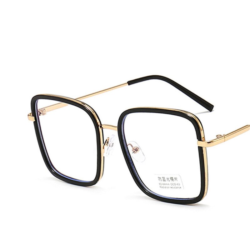 Elbru Anti-blau Licht Brille Rahmen Großen Rahmen Quadrat Computer Platz Optische Gläser Brillen Brillen Rahmen Für Frauen & männer: Schwarz 