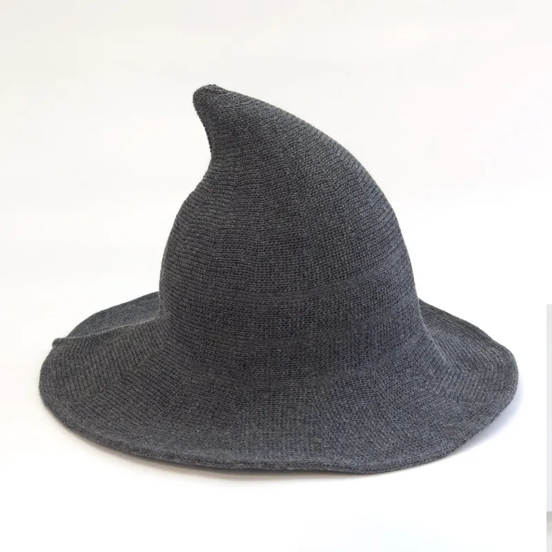 Fashionable Casual Witch Hat Magician Witch Hat Halloween Hat Wool Wizard Hat: WHITE