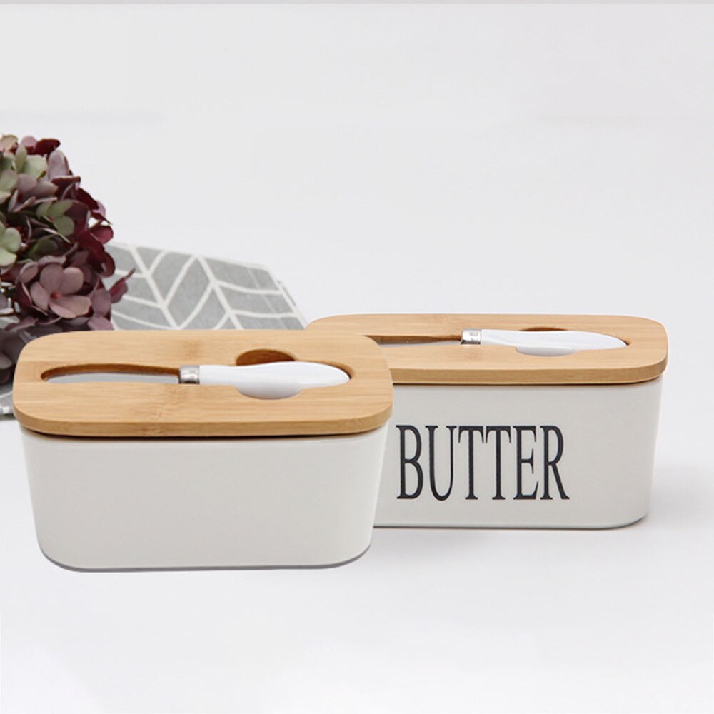 Nordic Butter Storage Container Box With Knife Lidhygienic And Wash Resistant Ceramic Container Cheese Food Container