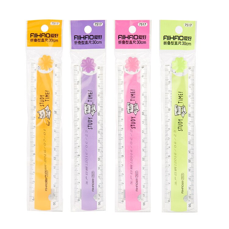 30CM Cute Kawaii Study Time Color Folding Ruler Multifunction DIY Drawing Rulers for Kids Students Office School Stationery