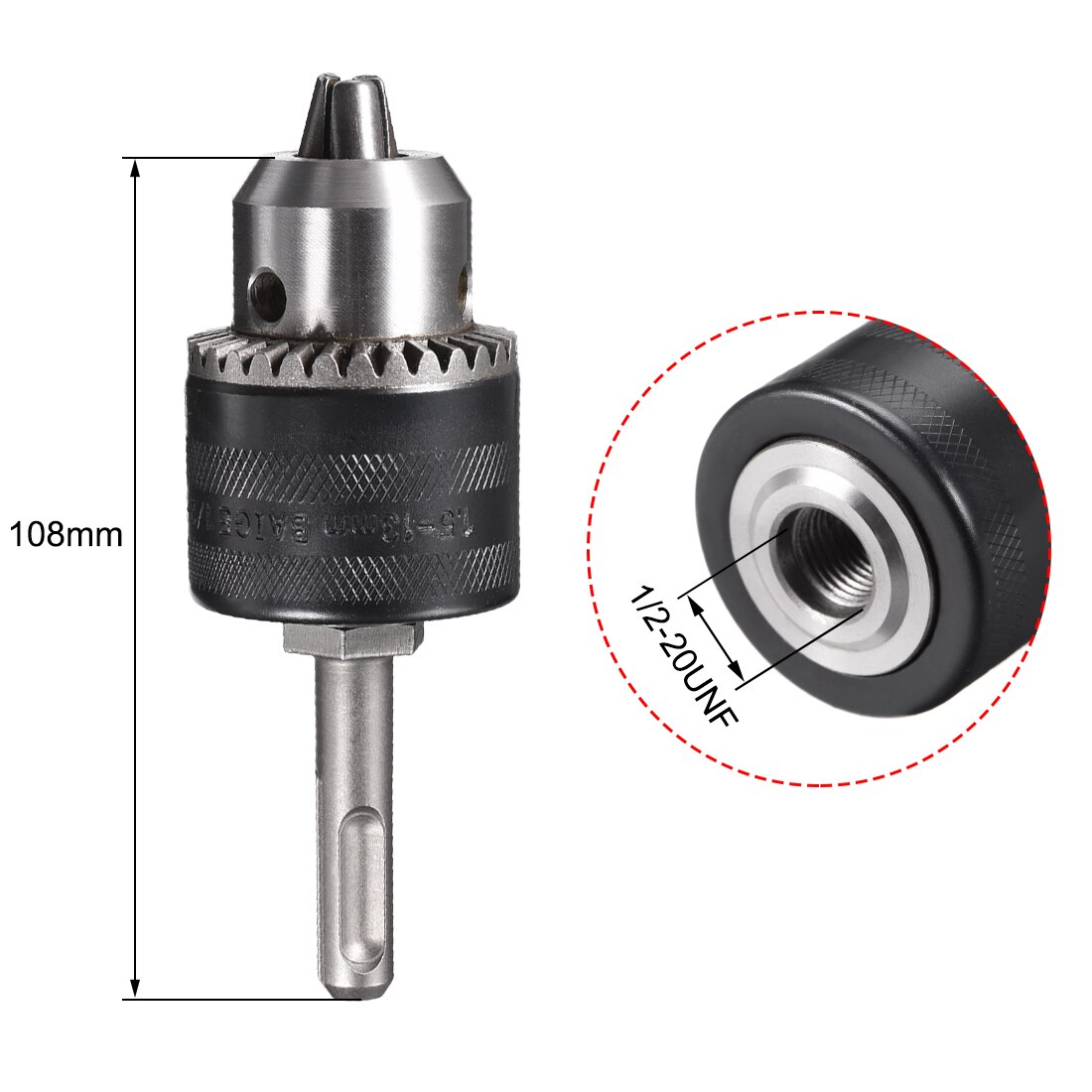 uxcell 1/2" 3/8'' Drill Chuck 3-Jaw Key Chuck with SDS-Plus Round/Square/Hex Shank 1.5-13mm 1.5-10mm Capacity Key Drill Chuck