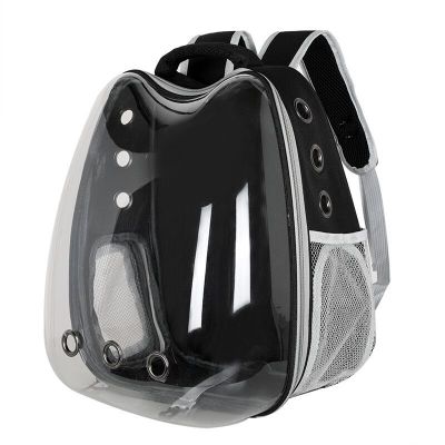Cute Cat Carrier Bag Breathable Transparent Small Pet Carrier Dog Cat Backpack Outdoor Travel Pet Carrying Space Capsule: Blank Black