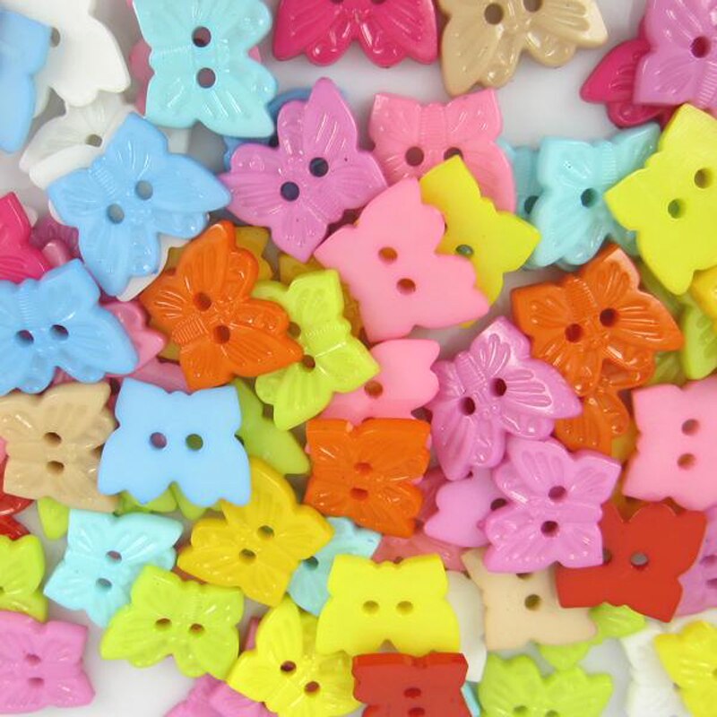 50 stuks vlindervormige nylon knopen in gemengde kleuren, geschikt voor naaien, knutselen en scrapbooken, 18 x 15mm