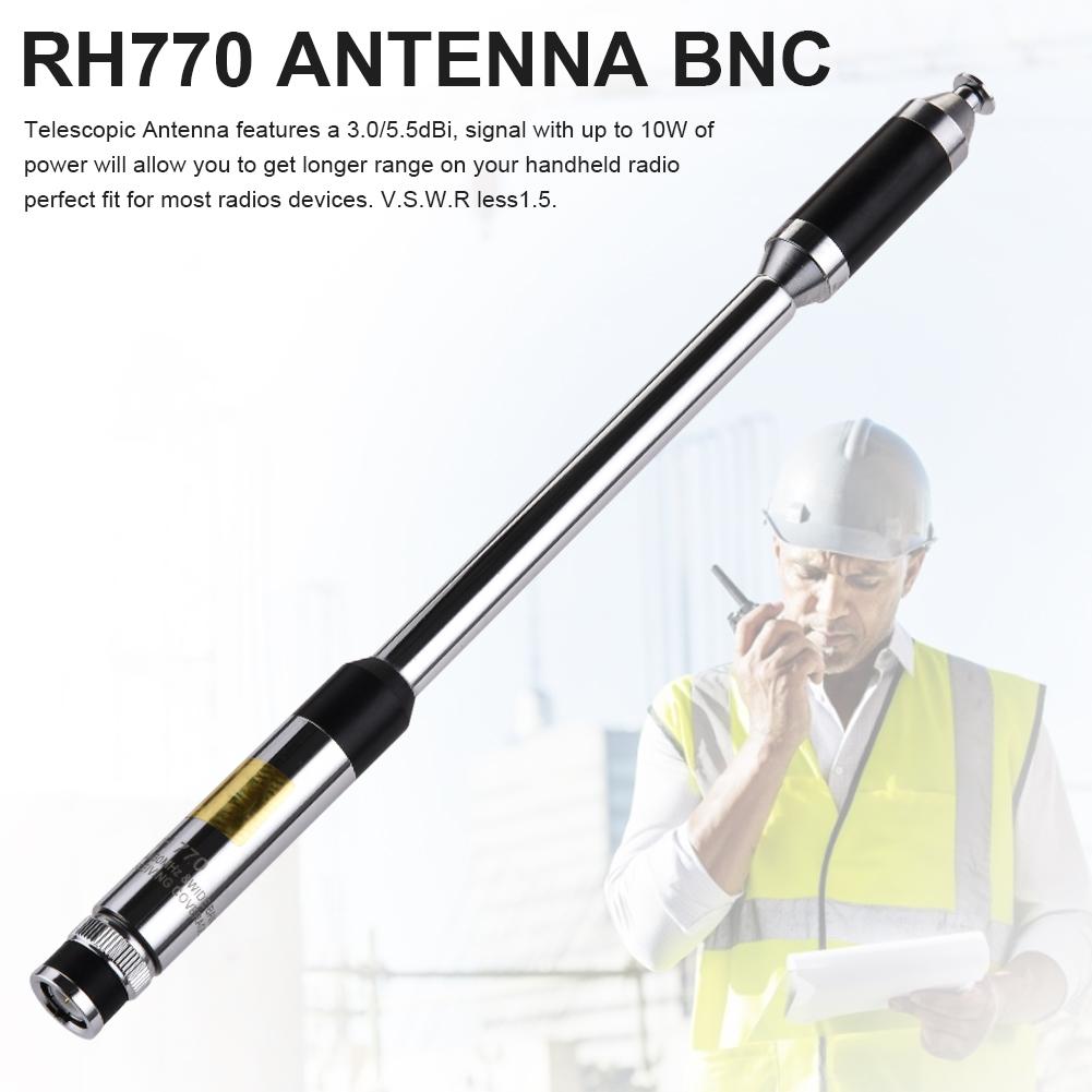 Antenne RH770 BNC antenne talkie-walkie 144/430Mhz 3.0/5.5dBi 20W antenne télescopique HT/Scanner