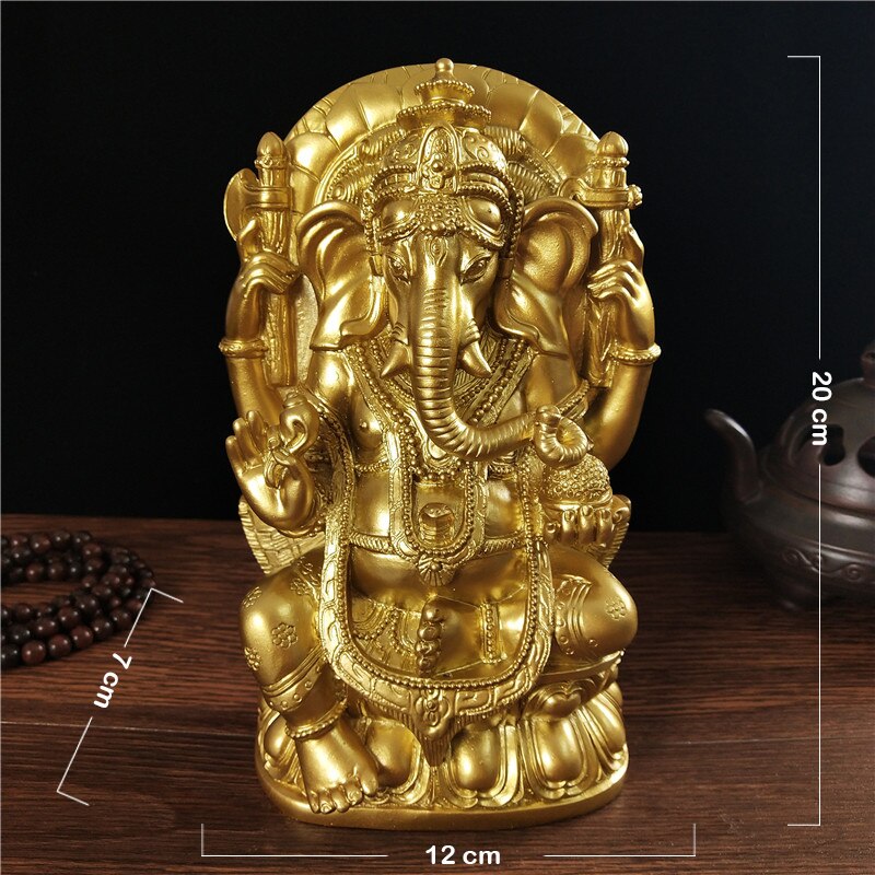 Herre ganesha staty buddha elefant gud skulptur hemkontor trädgård dekoration meditation stora buddha statyer statyetter prydnad: Storlek l guld