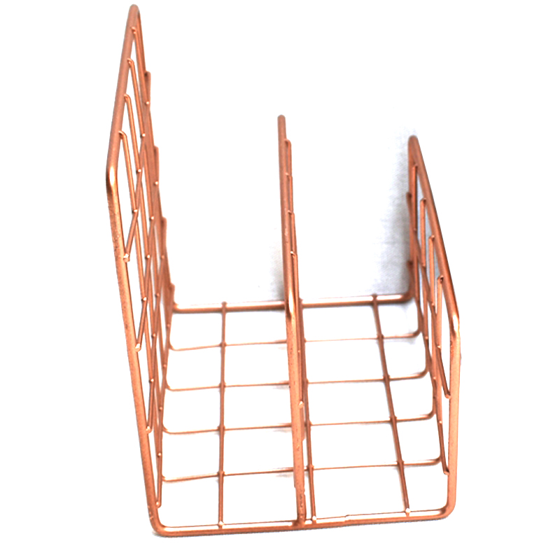 MIRUI Rose Golden Office School Supplies Letter Holder Organizer Envelope Sorter Mesh Wire Metal Letter Memo Holder Small Tray