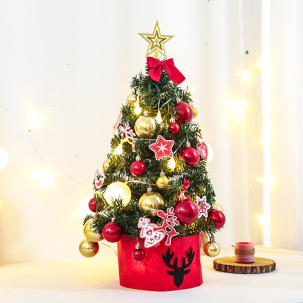 Christmas Tree Set LED Artificial Room Desktop Decoration DIY Glow Glowing Tabletop Ornaments Mini