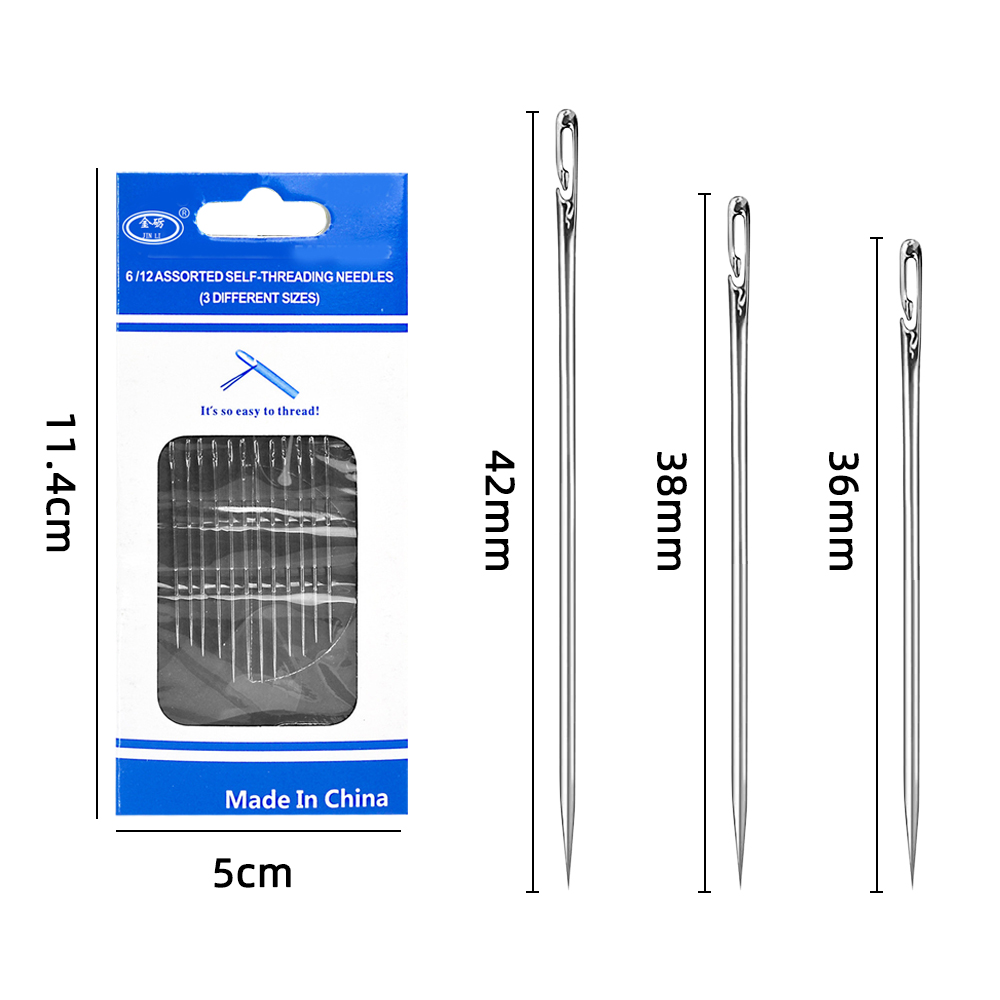 12/24/36 Pcs Stainless Steel Sewing Needles Needle-side Hole Threading Handwork Household Elderly Embroidery Needle Sewing Tools
