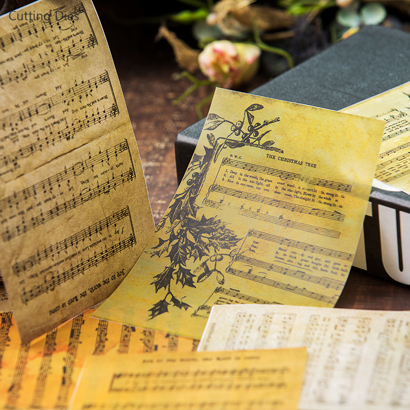 Páginas de libros de música antiguo, papel de terciopelo de fondo, diario, planificador, Scrapbooking, manualidades de papel decorativas Vintage Diy, 16 unids/lote