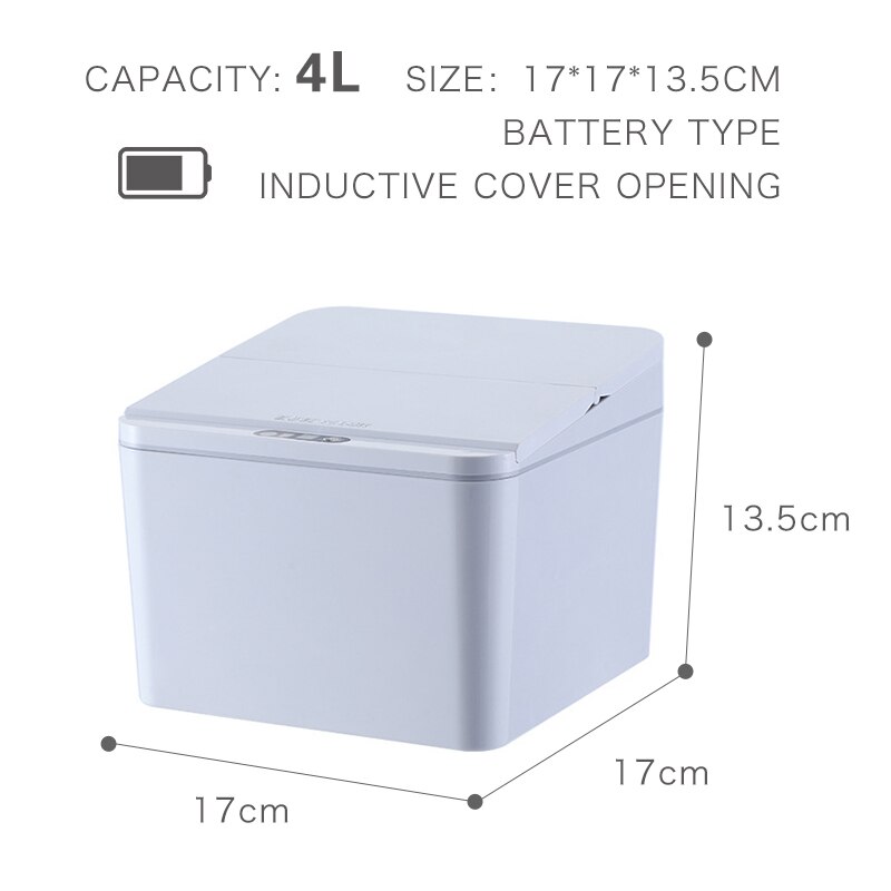 Pattumiera automatica Touchless bidone della spazzatura intelligente sensore di movimento a infrarossi bidone della spazzatura bidoni della spazzatura per auto bidone della spazzatura desktop da casa: grigio 4L A
