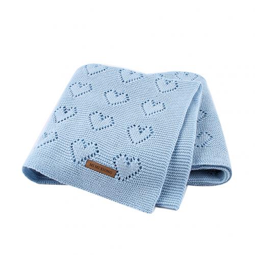 100x80cm Newborn Baby Blankets Summer love knitted Solid Color Baby Bedding Quilt Swaddle Sleeping Wrap Cover Blanket: Light Blue
