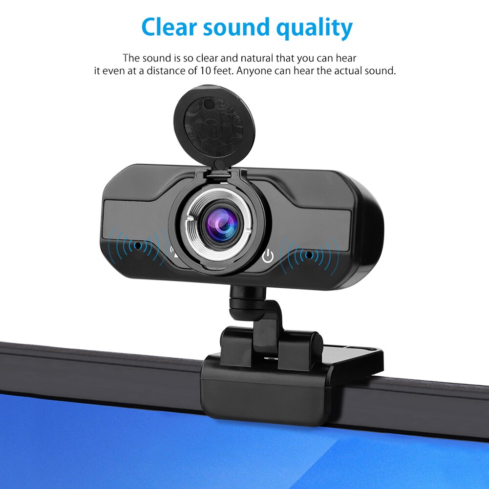 Webcam 720P à mise au point fixe, caméra d'enregistrement vidéo 1.0 méga USB, pilote gratuit, Microphone intégré pour jeux vidéo
