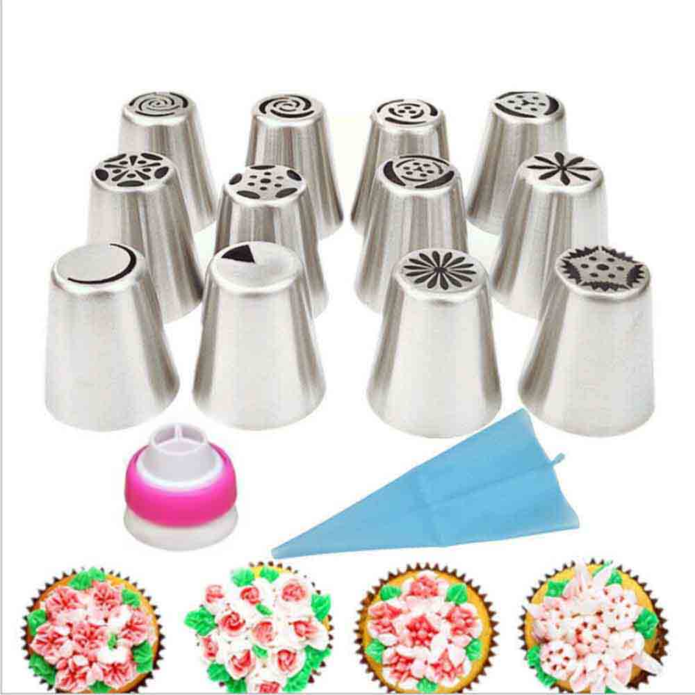 14 Delige Set Russische Suiker Gecoate Buis Bloem Taart Decoratie Tips Gebak Eenvoudige Goede Bediening Tool Kit