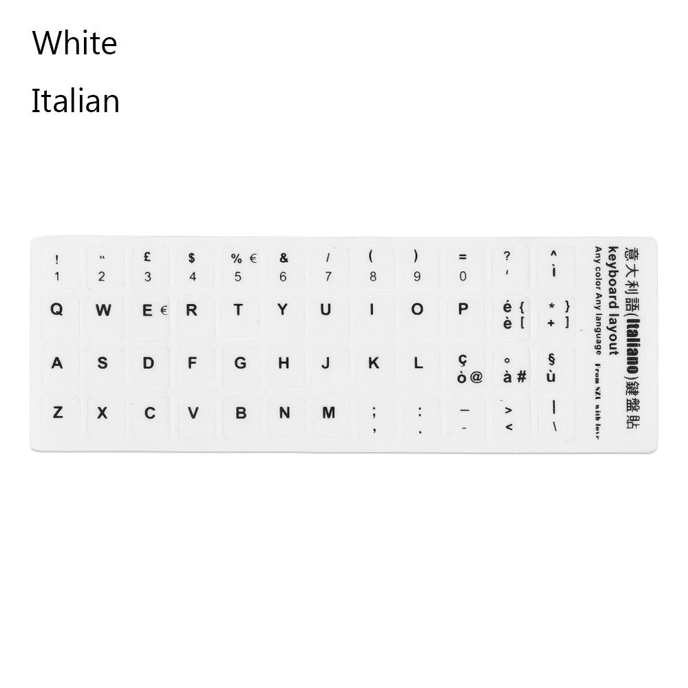 Odporna na zużycie miękka klawiatura naklejki hiszpański/angielski/rosyjski/Deutsch/arabski/włoski/japoński list zamiennik dla laptopa PC: White Italian