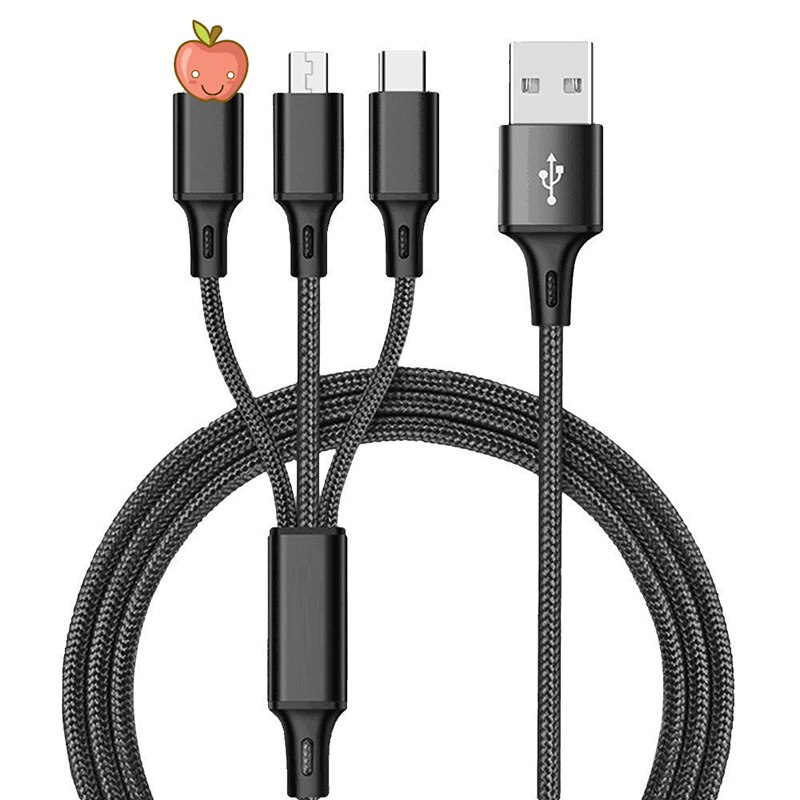 3 in datakabel voor android iphone type-c mobiele telefoon multifunctionele usb-kabel 1 drie slepende datakabels