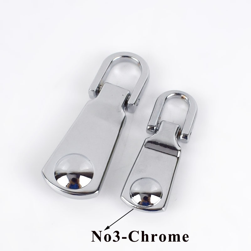 10pcs 3# 5# Metal Zipper Pullers Jacket Coat Zip Repair Kits Zipper Pull For Zipper Sliders DIY Sewing Crafts: No3-Chrome