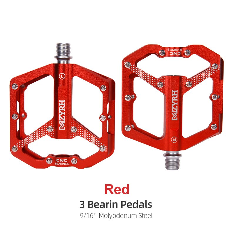 Mzyrh Fiets Pedaal 3 Lagers Antislip Mtb Pedalen Aluminium Fiets Pedalen Toepasselijk Waterdichte Fiets Onderdelen: MZ-316 red-3