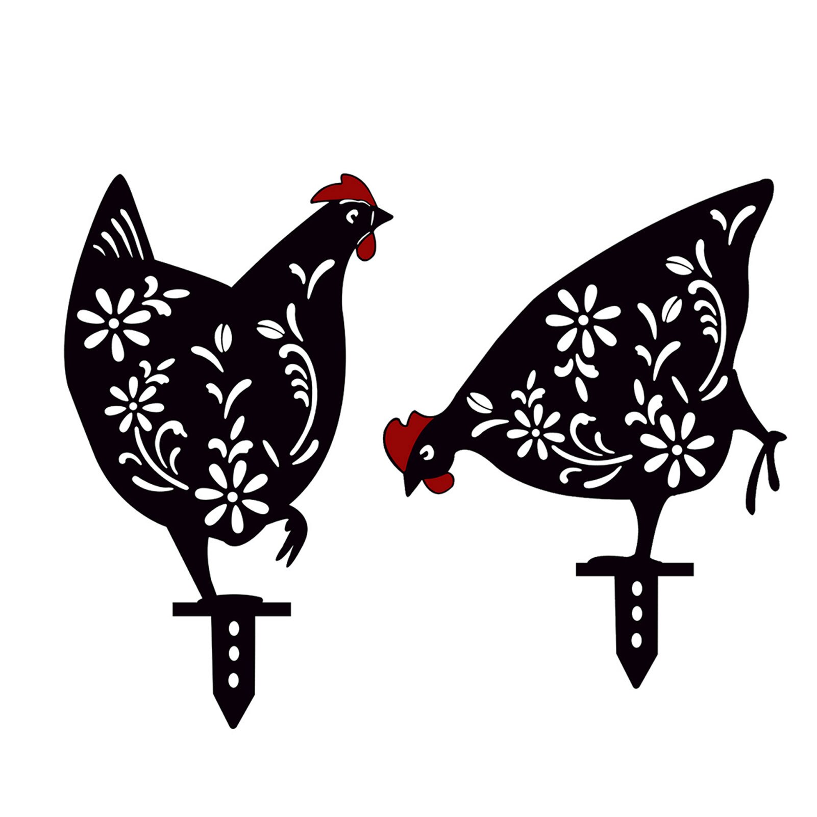 Chicken Yard Art Outdoor Garden Statues Backyard Lawn Stakes Metal Hen Yard Decor Garden Statues Decoration Ornament