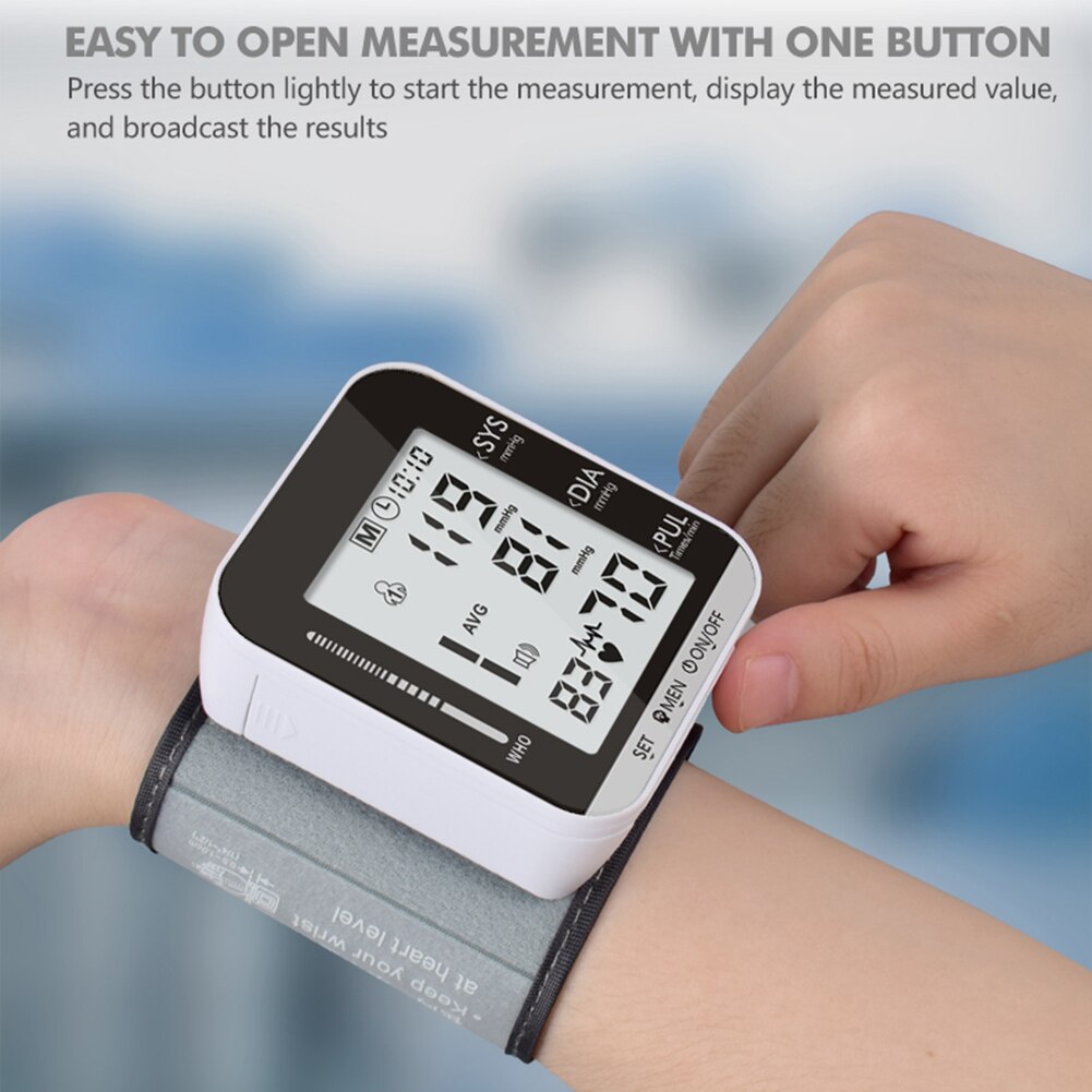 USB Rechargeable Household Digital Wrist Sphygmomanometer Voice Blood Pressure Pulse Rate Meter Tonometer Blood Pressure Care