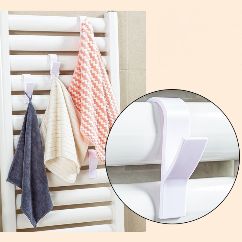 Soporte para colgar toallas de ducha de baño, ganchos para riel de radiador calefactable, Clips, estantes de almacenamiento, ganchos para colgar ropa y bufanda