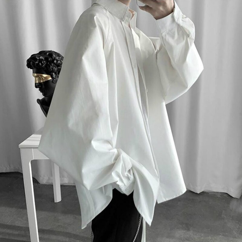 Men Shirts Long Sleeve Black Mens Shirt Plus Size 3XL Loose Harajuku All-match Leisure Simple BF Ulzzang Chic Oversize