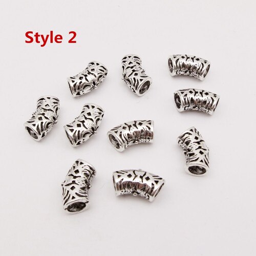10pcs/pack different 4 styles metal viking hair braid dread beard dreadlock beads rings tube for Styling Accessories: 10pcs Style 2