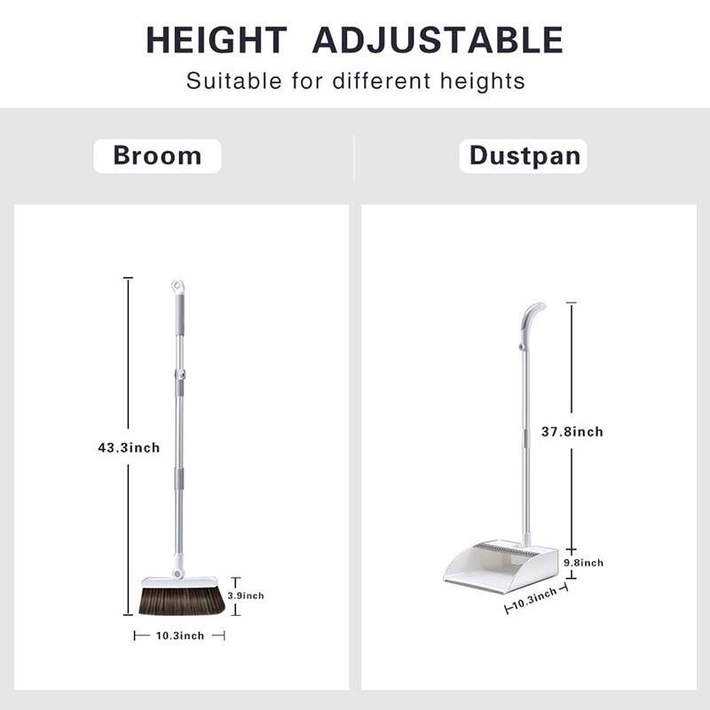 Magnetic Broom and Dustpan Set Upright Standing Dustpan Combo Easy to Assemble Long Handle Household Floor Cleaning Products