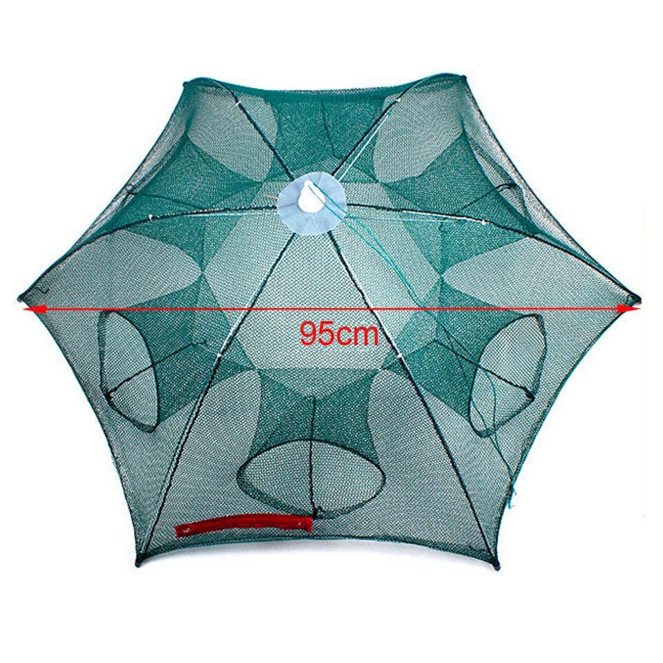 Folded Portable Hexagon 4/6/8/12/16 Hole Automatic Fishing Shrimp Trap Fishing Net Fish Shrimp Minnow Crab Baits Cast Mesh Trap: 6 Hole