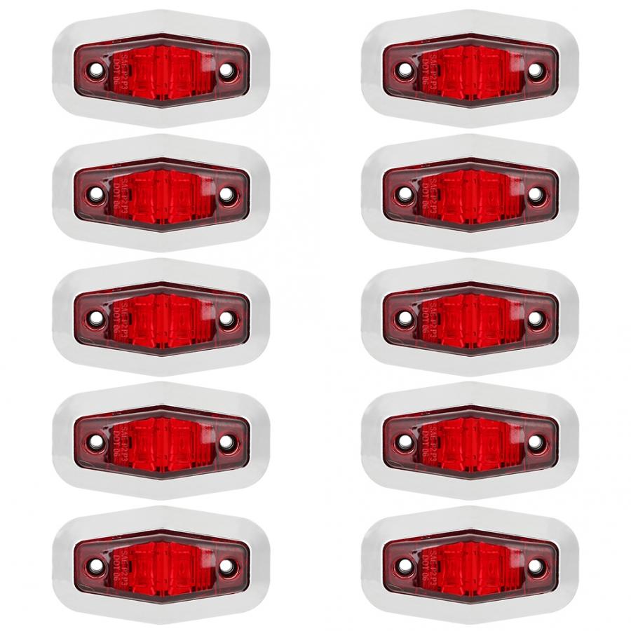 thumbnail: 10x Oranje LED Zijmarkeringslampen Voor Vrachtwagen, Trailer Of Caravan | 24V, 6 SMD, Ovaal Design, Waterdicht