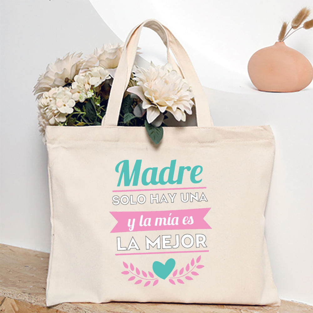 Tengo una mejor mamá del mundo, bolso de hombro estampado para mujer, bolso de lona, bolsos de compras para mujer, de cumpleaños para el día de la madre: Oro