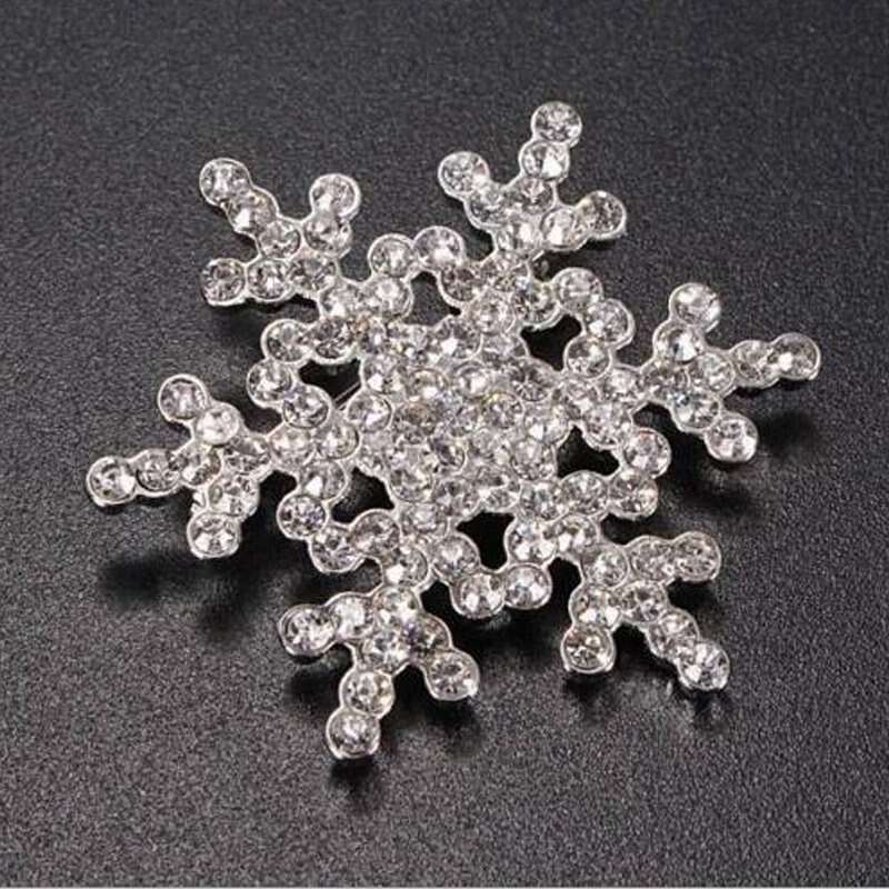 Lady Brooch Sparkling Crystal Rhinestones Large Snowflake Brooch Pins Jewelry Brooches Women Broche 7g: Silver