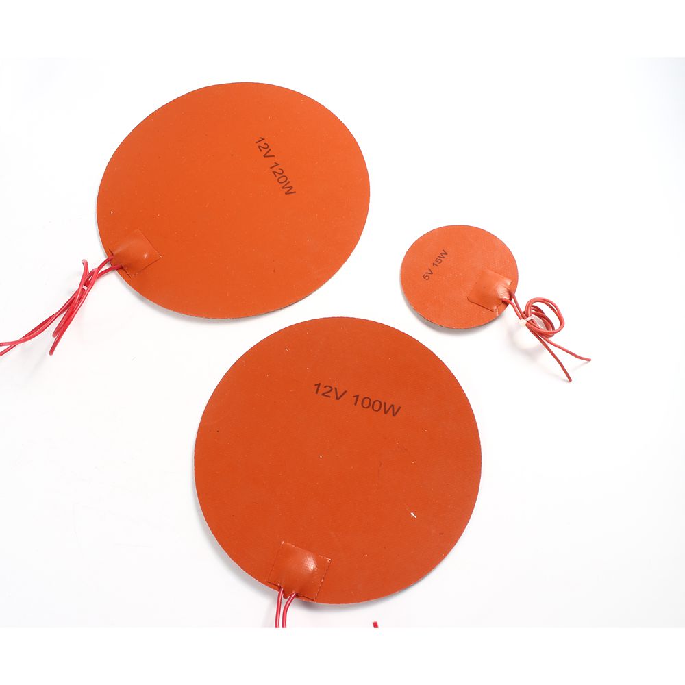Tapis chauffant en Silicone | Plaque de lit chauffant en caoutchouc de Silicone électrique, rond 200mm 5V 12V 24V, plaque de lit chauffé, Flexible et étanche, pour imprimante 3D