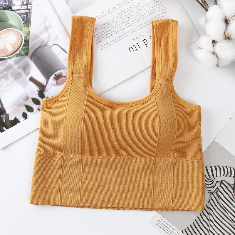 Stijl Vrouwen Ondergoed Tube Tops Sexy Effen Kleur Beha Mode Brede Sling Sport Tank Up Vrouwelijke Bovenkleding Top sexy Lingerie: yellow